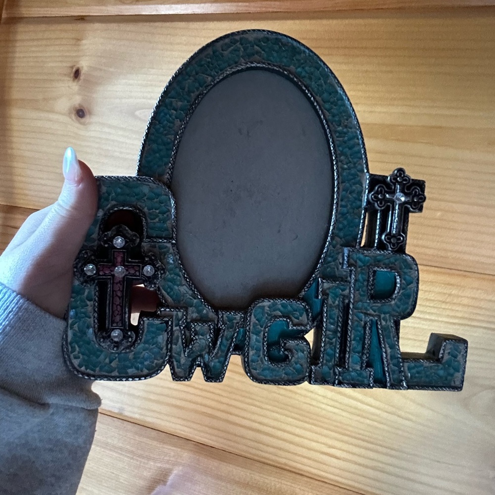 Cowgirl Themed Picture Frame - Teal and Black
